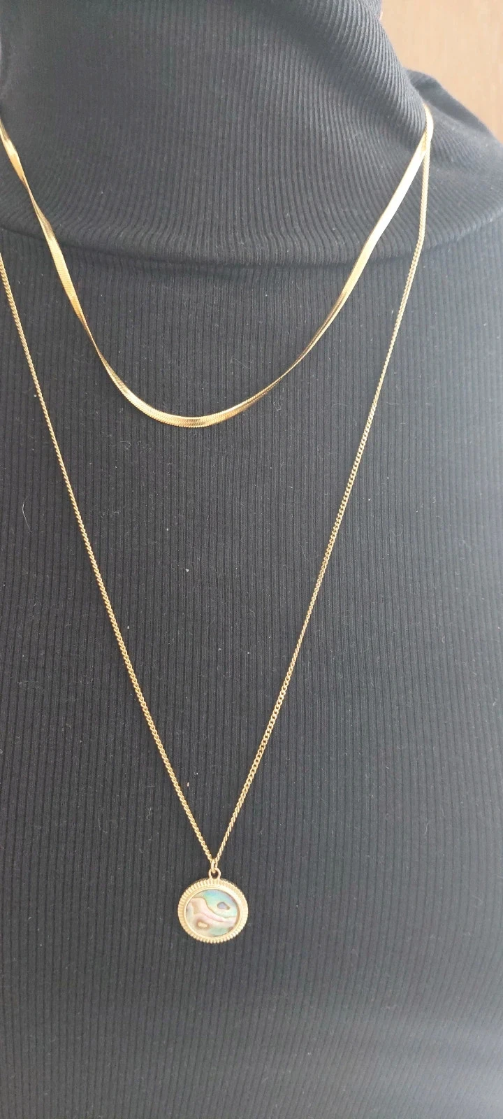 Collier Double Rang IKITA Paris – Acier Inoxydable Doré & Nacre Abalone – photo 3